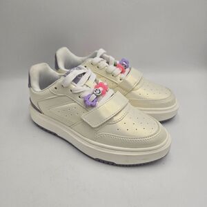 Justice GMG Jus Bead Low CRT Pearl Sneakers Girls Size 2 Lilac Trim Bead Charms